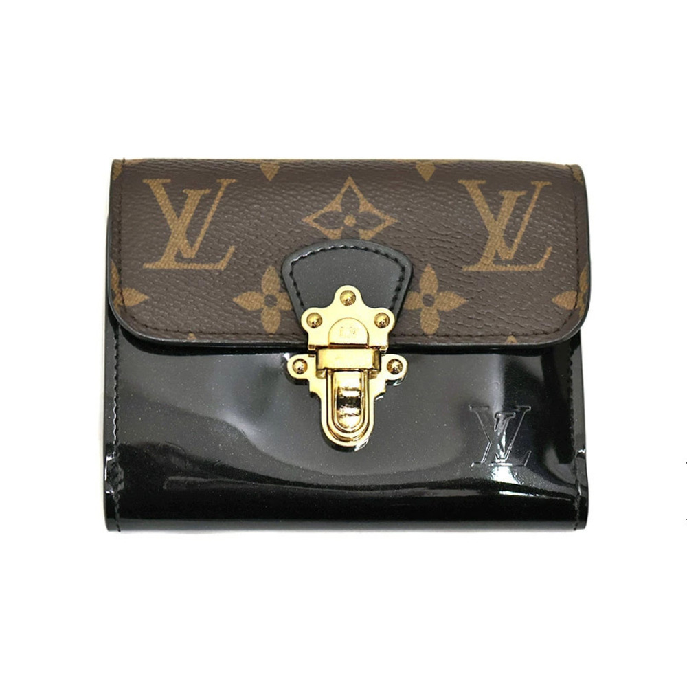 Louis Vuitton Portefeuille Cherrywood Bifold Wallet Leather Black